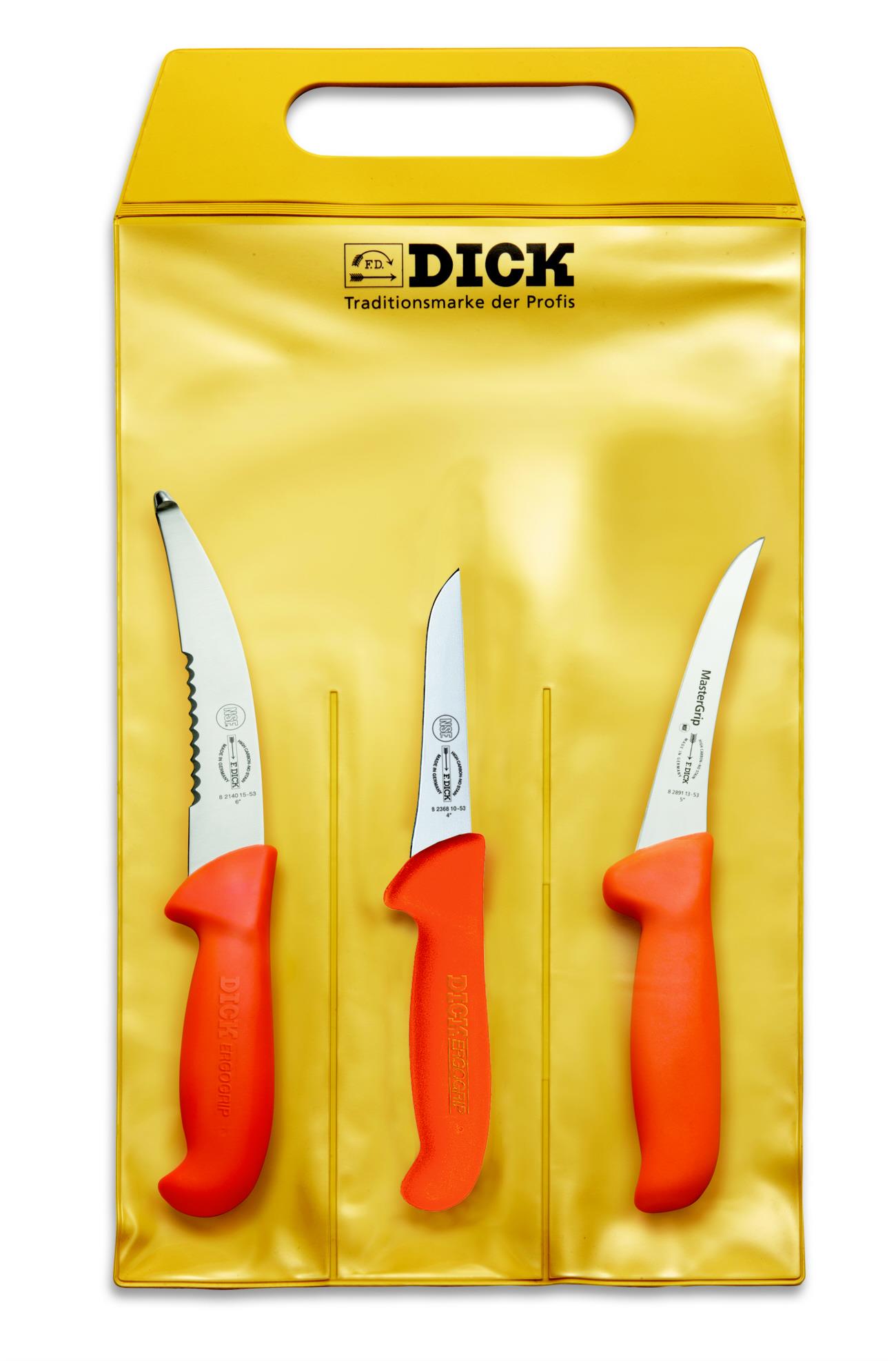F. Dick - Jagd Messerset mit orangen Griff Ergogrip - 3 teilig -  Outdoor