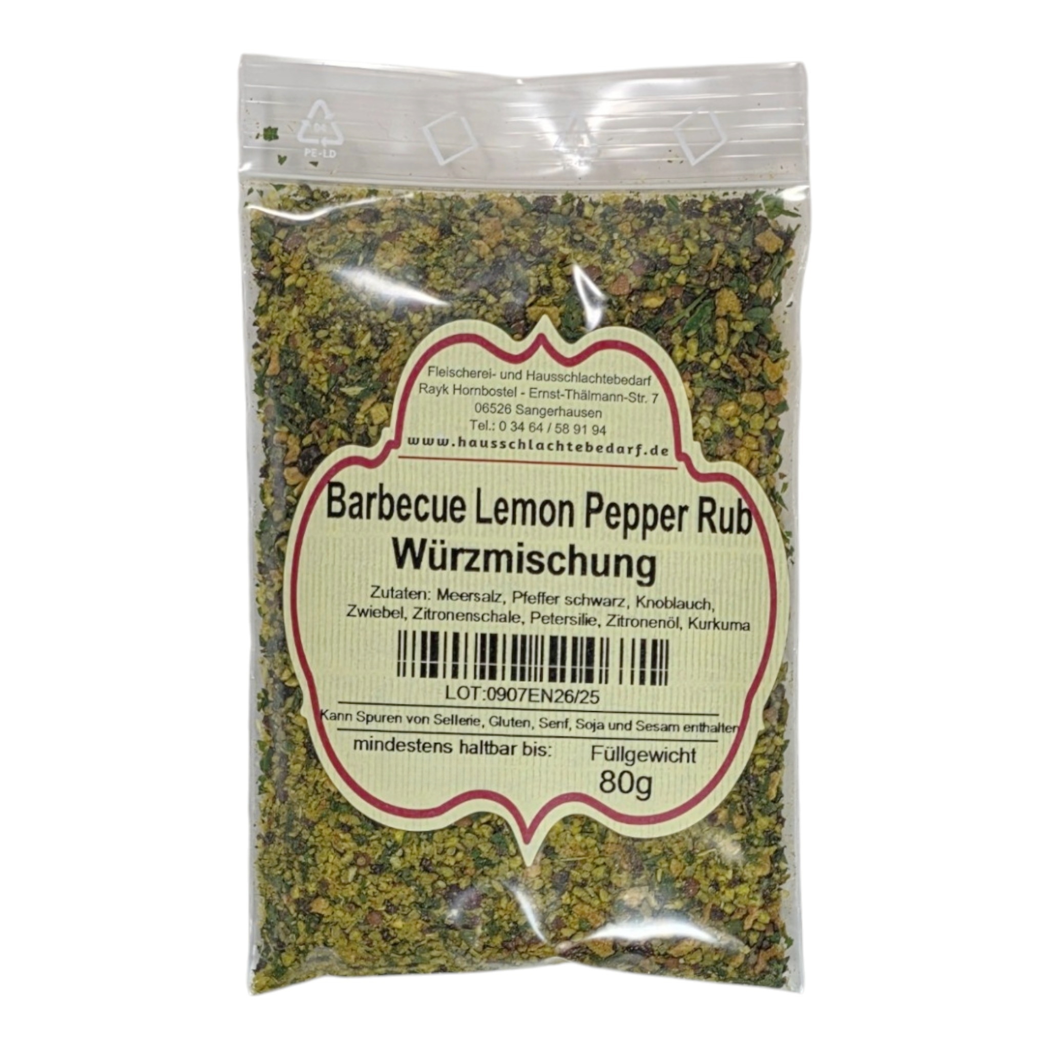 Barbecue Lemon Pepper Rub Würzmischung 80 g