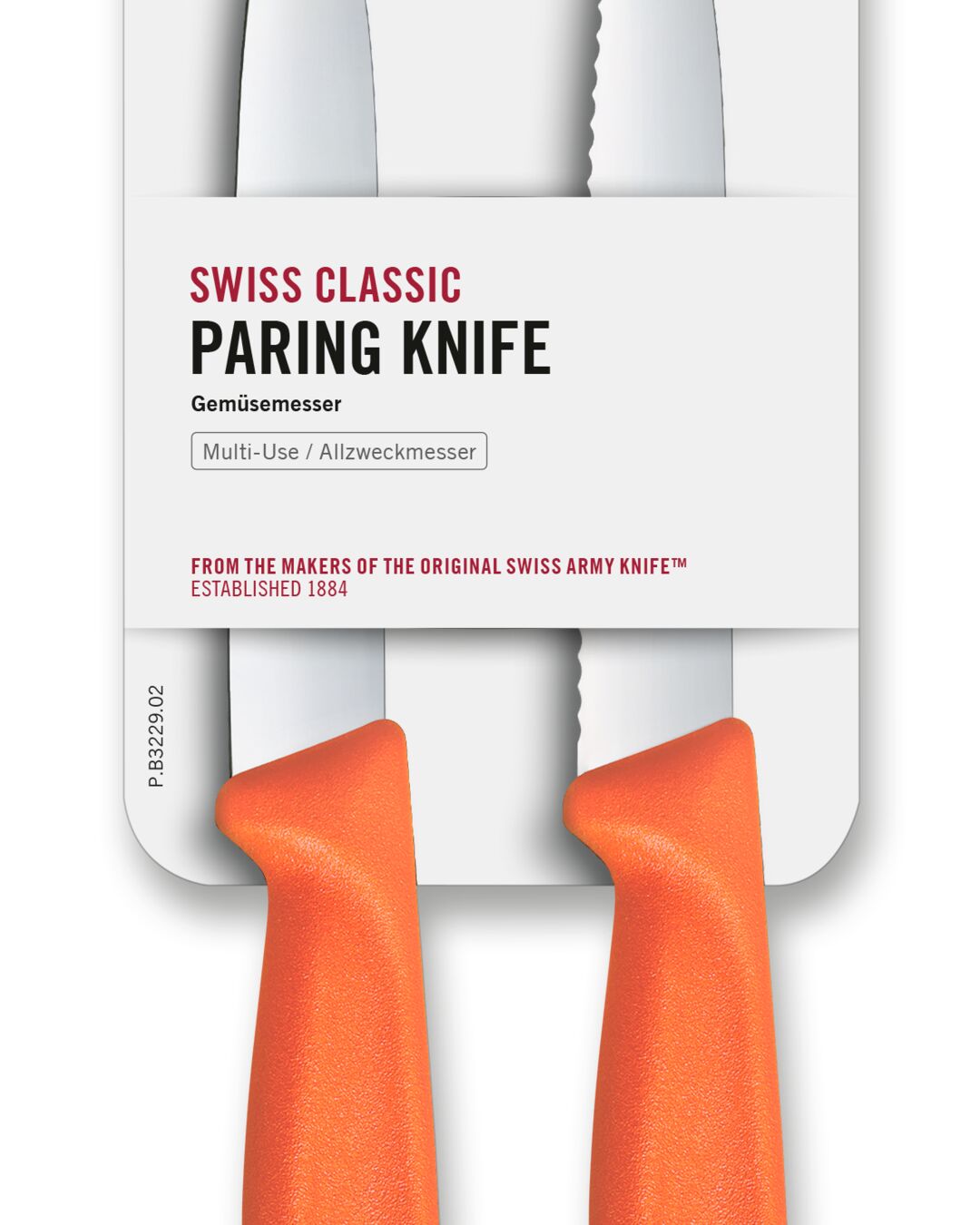 2 Stück Gemüsemesser der Swiss Classic Serie, Klinge 10 cm, Griff Mandarinenorange