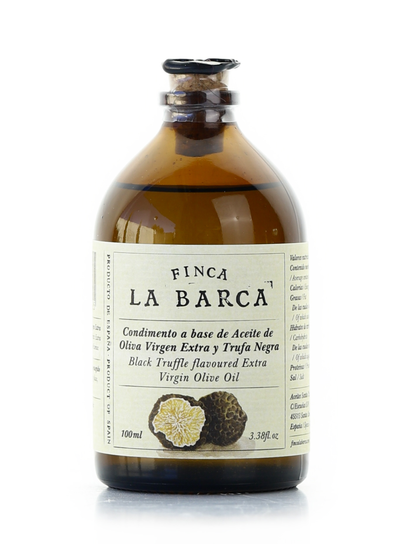Natives Olivenöl mit schwarzem Trüffelgeschmack  "Finca La Barca" 100 ml Glasflasche