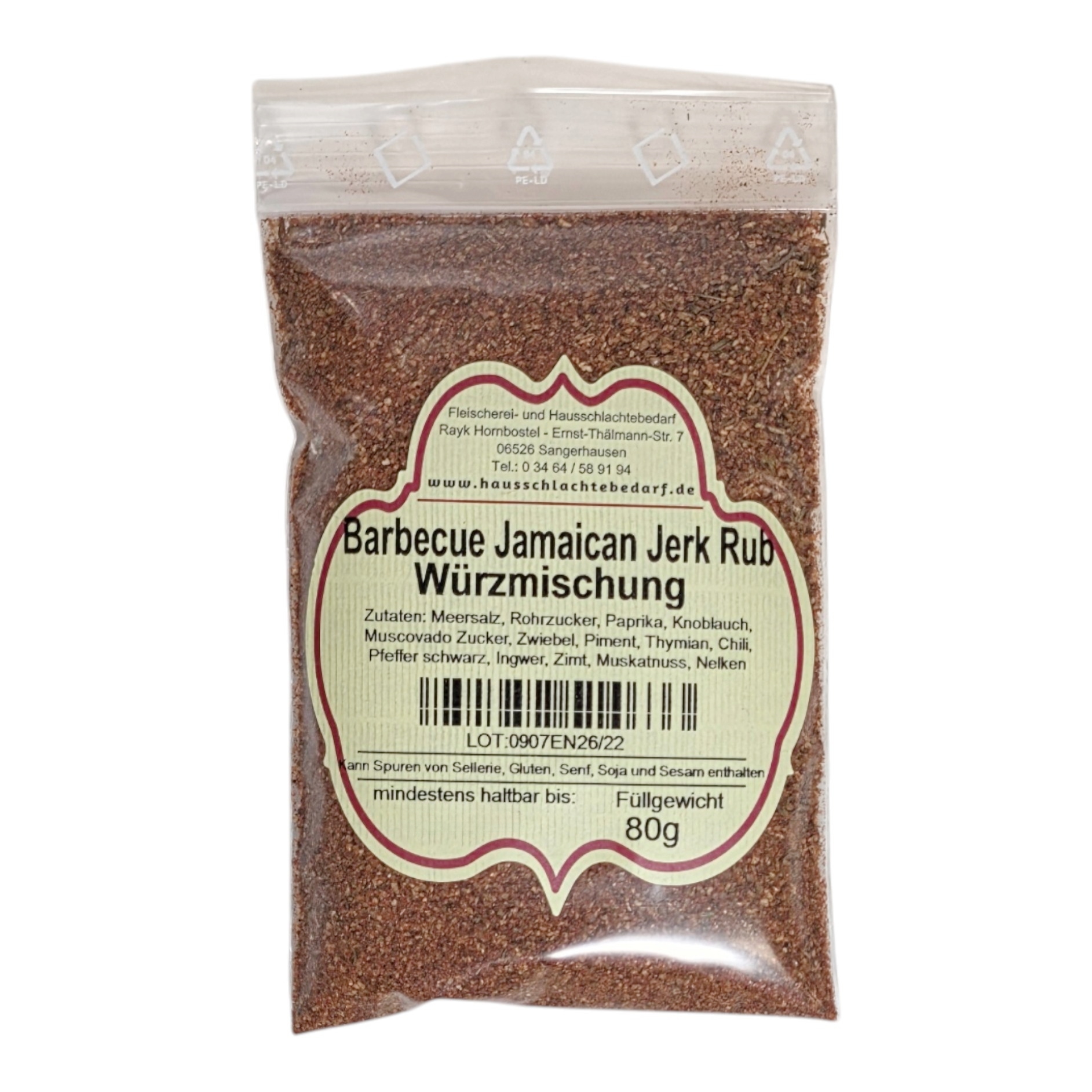 Barbecue Jamaican Jerk Rub Würzmischung 80 g