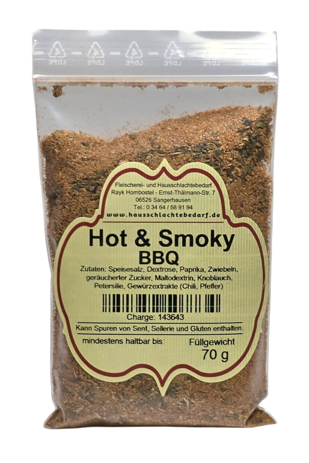 Hot & Smoky BBQ Rub - Gewürzzubereitung 70 g