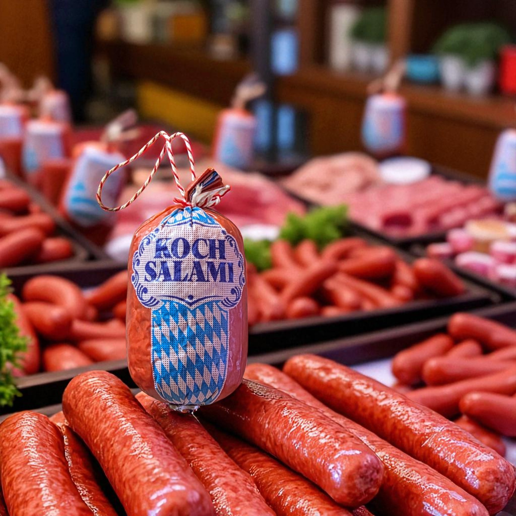 10 Stück Nalo Faser Därme Kaliber 55/25 mit Druck Kochsalami
