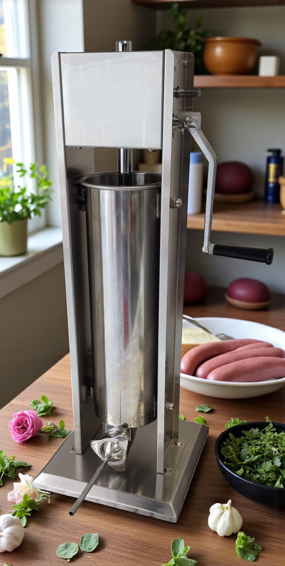 Wurstfüller 7 Liter aus Edelstahl - inkl. 4 Wurstfülltüllen