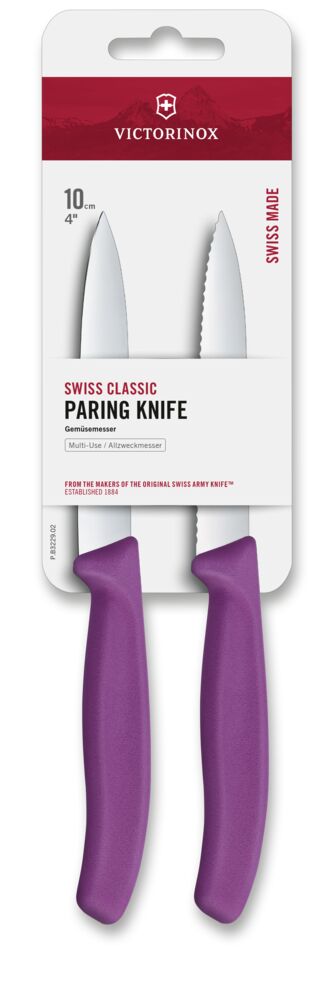 2 Stück Gemüsemesser der Swiss Classic Serie, Klinge 10 cm, Griff Grünkohlgrün