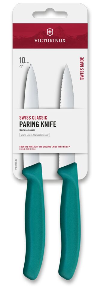 2 Stück Gemüsemesser der Swiss Classic Serie, Klinge 10 cm, Griff Grünkohlgrün
