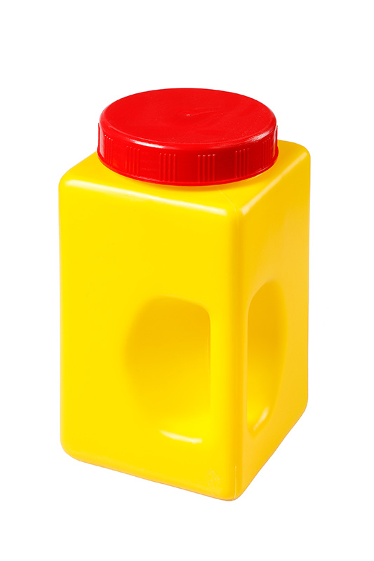 Gewürzdose gelb mit rotem Schraubdeckel