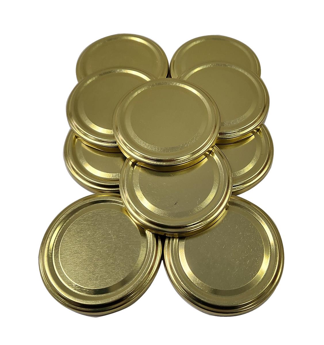 10 Stück Deckel für Schraubgläser 70 mm gold