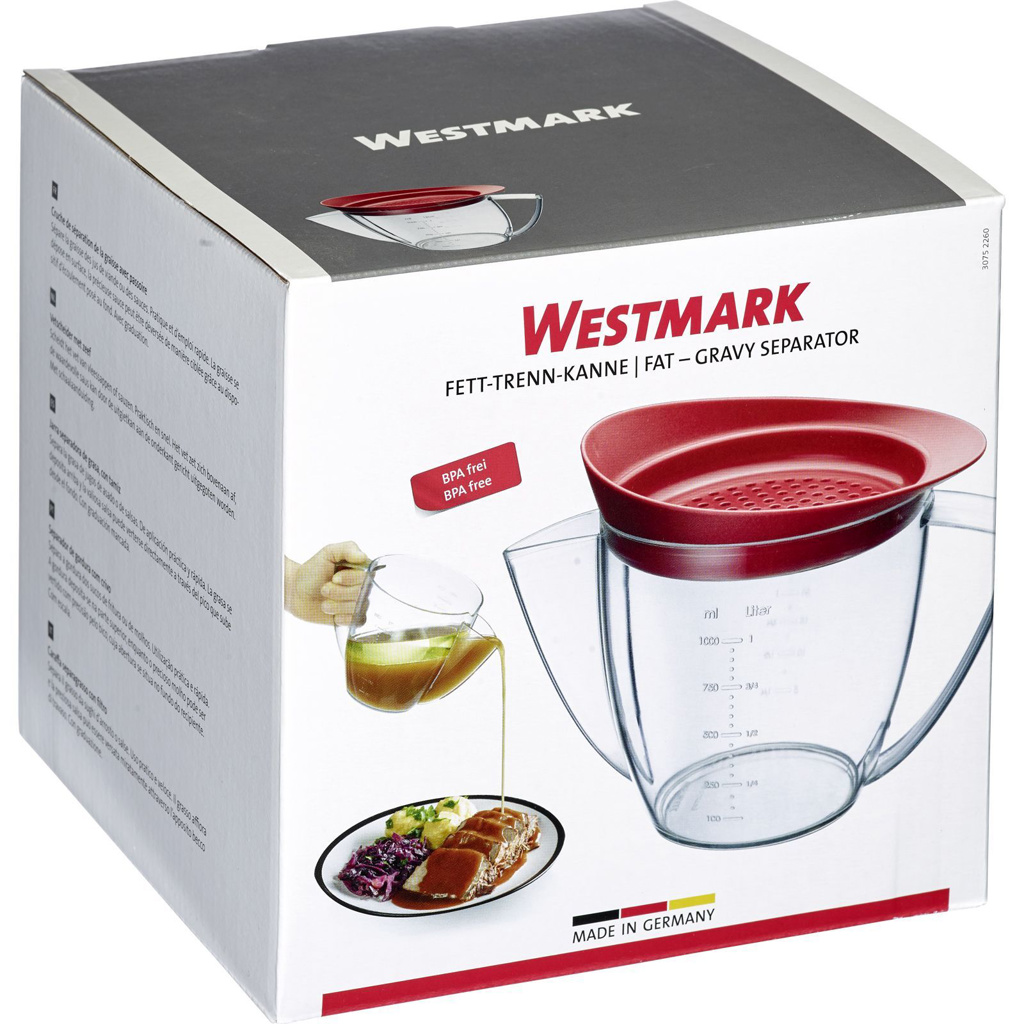 Fett-Trenn-Kanne mit Sieb, 1 liter