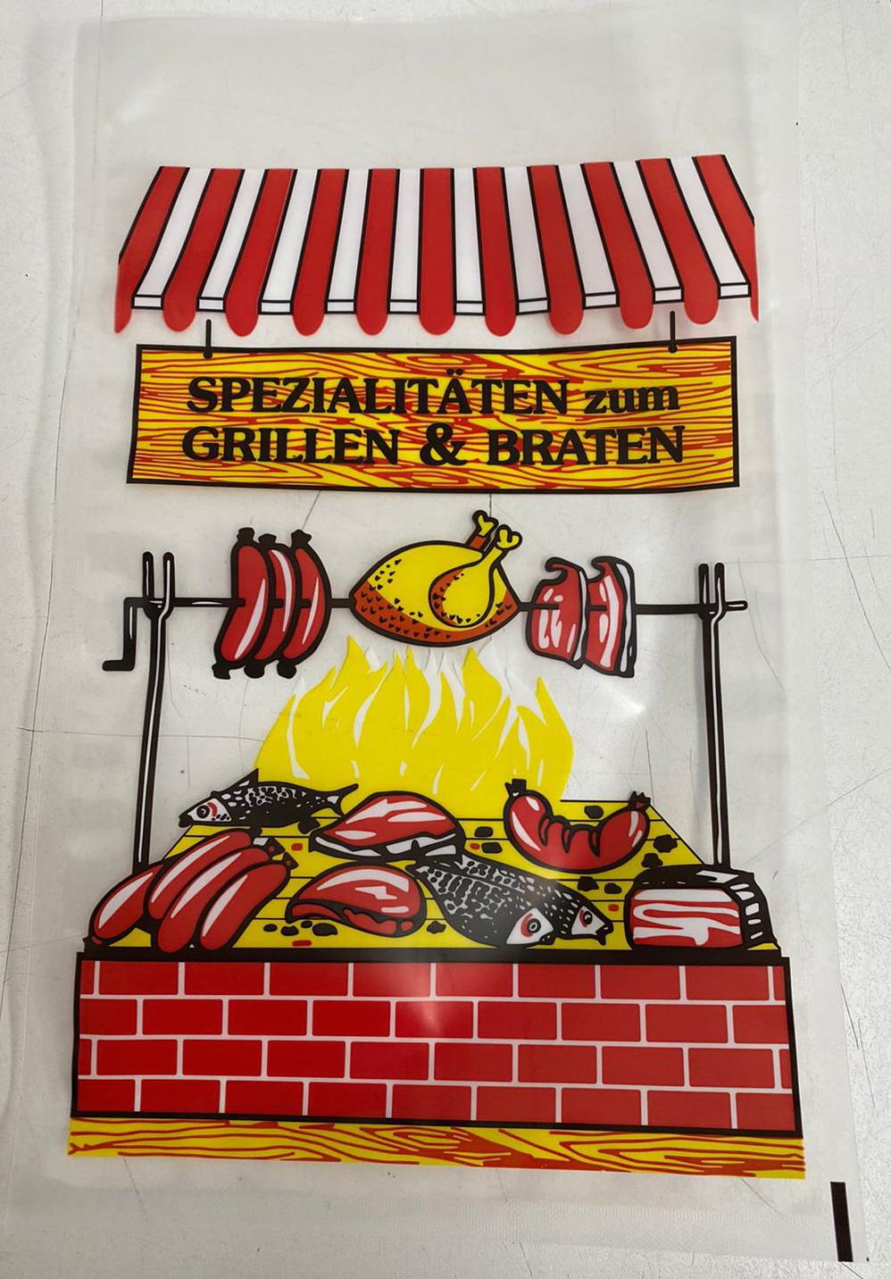 10 Stück Siegelrandbeutel  "Spezialitäten zum Grillen & Braten" 200 x 320 mm